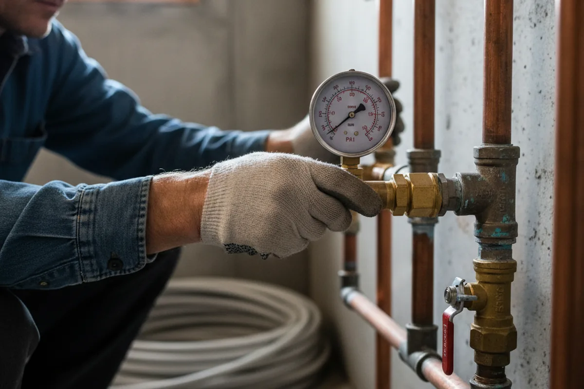 Pressure testing a repaired line during Water Line Repair in Lake Helen